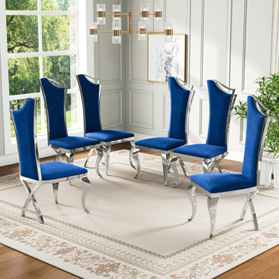 48" Dining Chair Set, Streamlined High Back Leatherette Armless Chairs, Curved And X-Shaped Stainless Steel Legs
