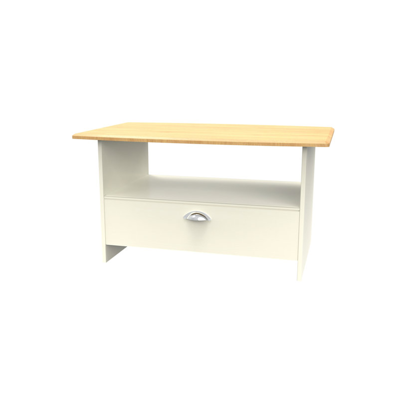 Fully Assembled McVille Sled Coffee Table with Storage, Cream