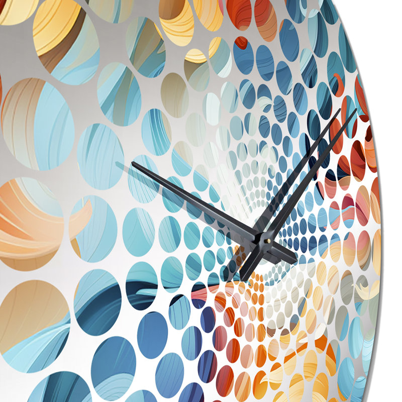 Horloge murale abstraite verte et orange, Petit