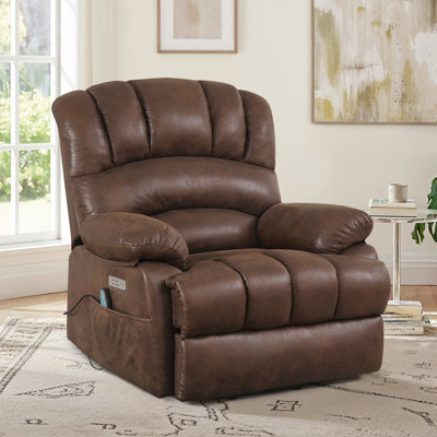 40.5” Wide Poseidon Upholstered Power Lift Recliner with Massage, Heat and USB Port by Latitude Run