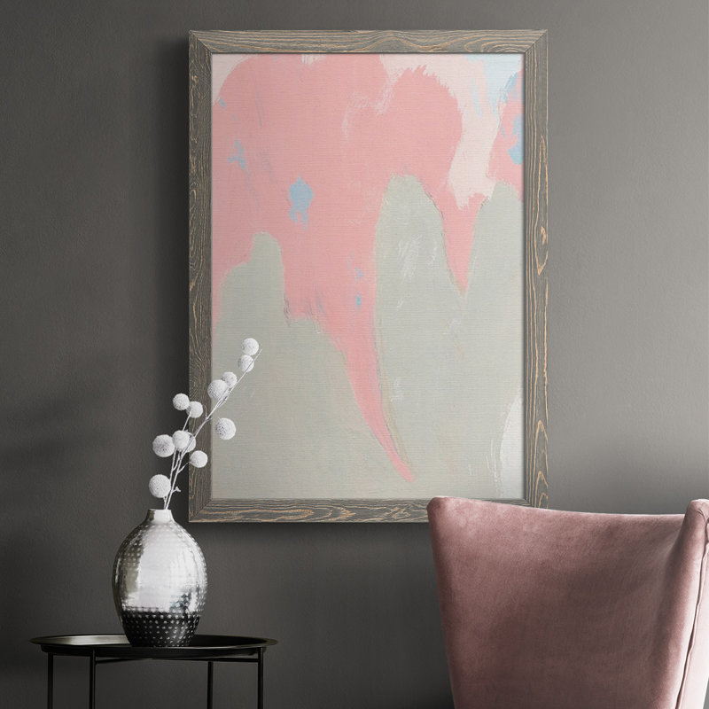 " Blushing Abstract IV ", 43.5" H x 31.5" W x 1" D, Gray Framed
