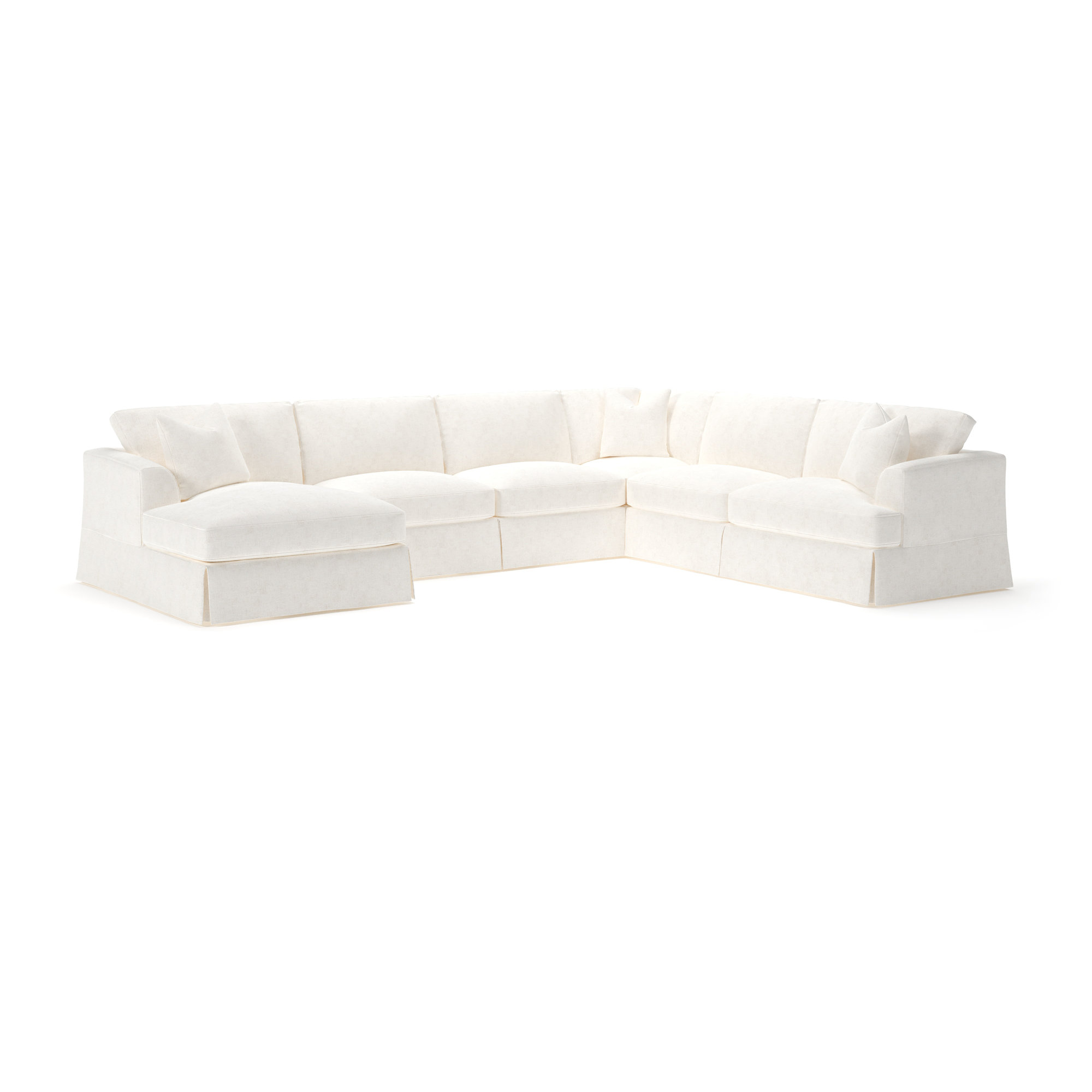Lucia 5 - Piece Slipcovered Sectional, Left Hand Facing, Bevin Natural Linen Blend