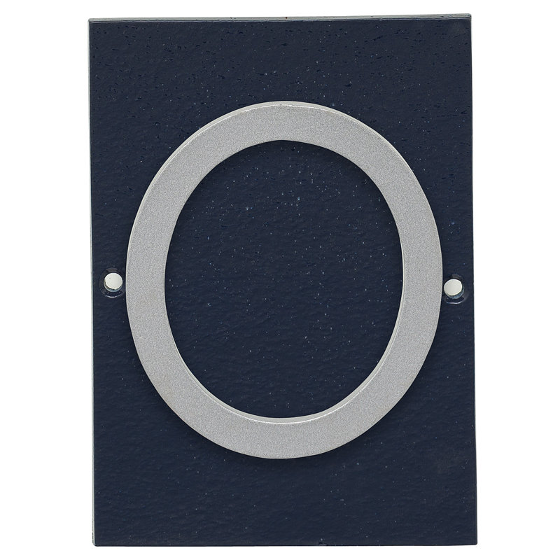 Plaque d’adresse murale sur 1 ligne flottante, Bleu marine, Argent, Oui
