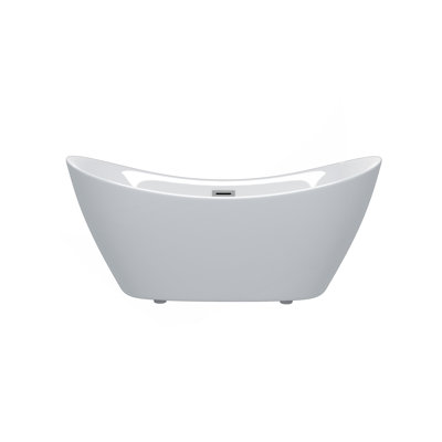 59 "Acrylic Freestanding Tub, Gloss White,  With Chrome Overflow And Pop-Up Drain, CUPC Certified