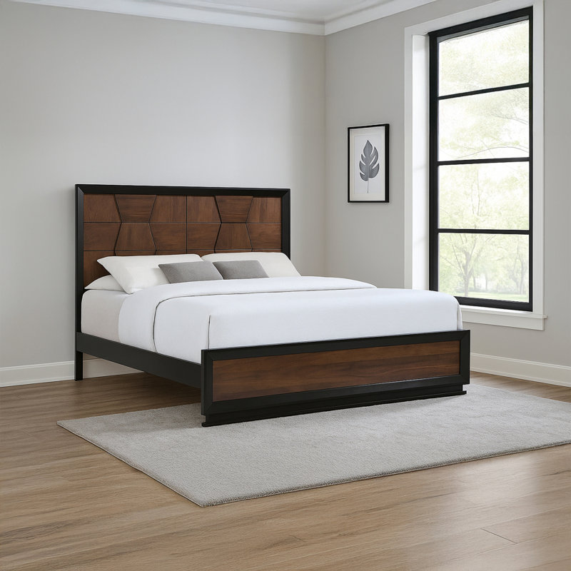 Grand lit de style traditionnel Houston avec design bicolore et fabrication en bois robuste, parfait pour les chambres modernes