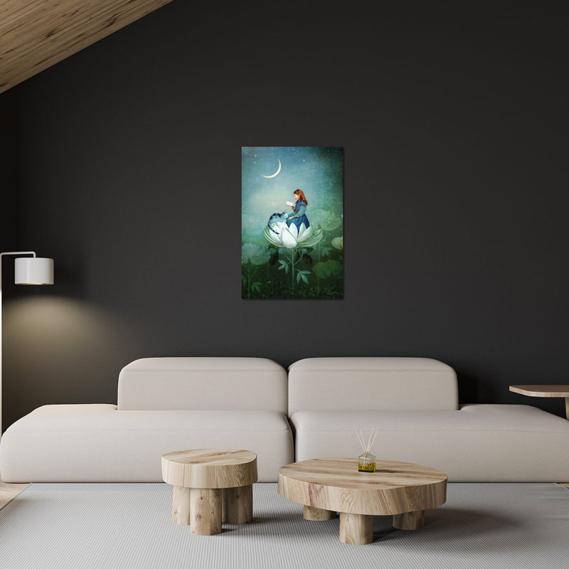 Impression d'histoires bleues sur verre acrylique, H 24 po x l 16 po x P 0,25 po
