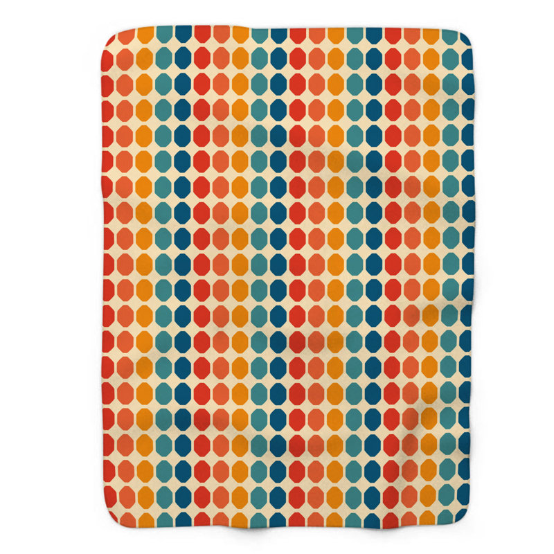 Retro Colorway - Couverture Sherpa de qualité supérieure 1 pièce, Grand lit