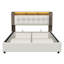 EU Double/King Ottoman Bed With Bookcase Headboard, Storage Frame With LED Lights & Wireless Charging, White & Oak Effect-544472611