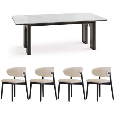 Modern Simple Rock Slab Ash Dining Table Set