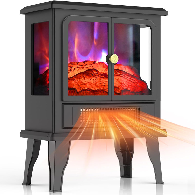 Fireplace Heaters for Indoor Use with Realistic Flame Effect, Freestanding Electric Stove Heater