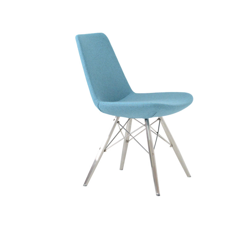 17'' H Faux Leather Upholstered Side Chair, Bone PPM Leatherette, Stainless Steel