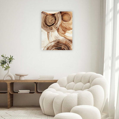Art mural abstrait brun neutre géométrique sur toile 24 po x 32 po