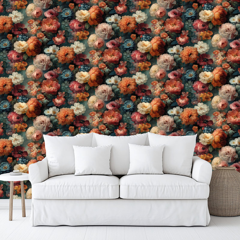 Papier peint adhésif floral Moody, Multicolore - tons de bijoux