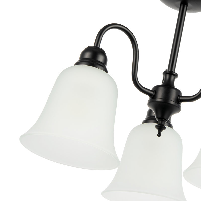 Glass Semi Flush Mount, Matte Black