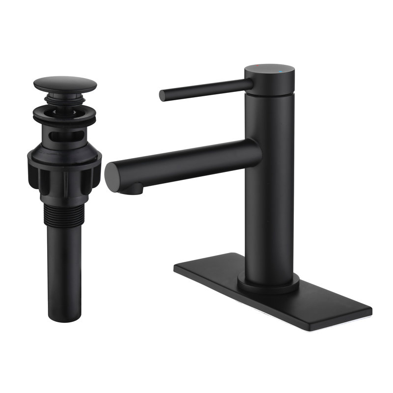 Single-Hole Single-Handle Bathroom Faucet With Drain Assembly