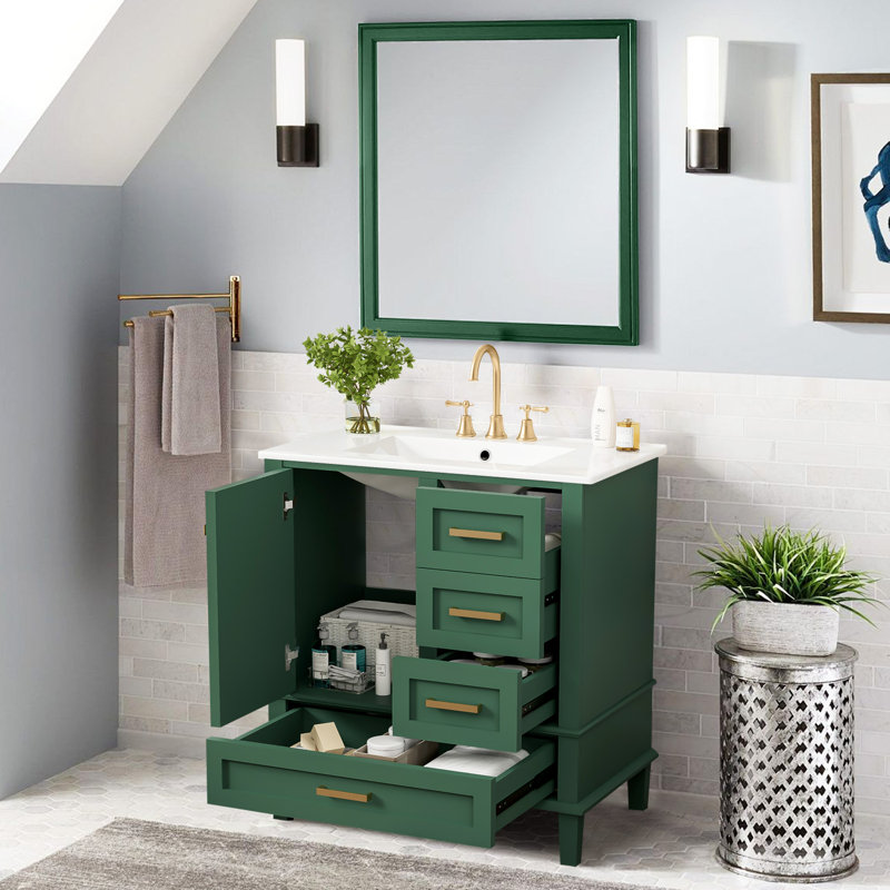Ensemble de meuble-lavabo de salle de bain avec lavabo, Vert