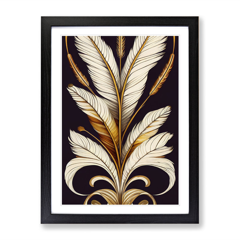 Feather No.5 - Single Picture Frame Print, 46cm H x 34cm W x 2cm D, Black Framed