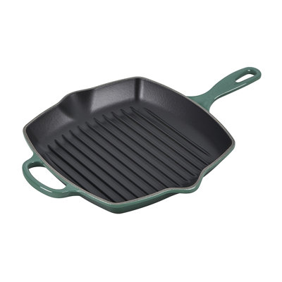 Le Creuset Signature Cast Iron Square Skillet Grill, 10.25", Artichaut