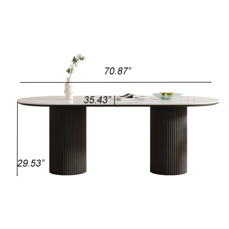 Table de salle à manger Maxsony, H 29,53 po x L 70,87 po x l 35,43 po, Noir