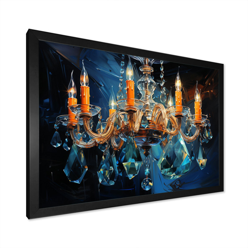 «Chandelier Dynamic Reflections», reproduction sur toile, H 16 po x l 32 po x P 1 po, Cadre photo noir