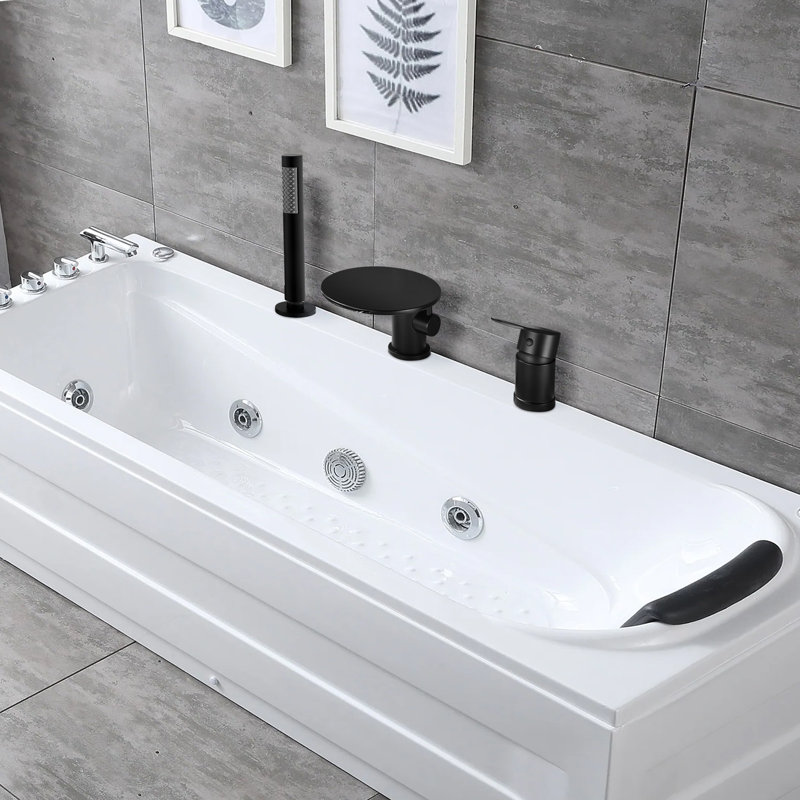 Single Handle Bathroom Roman Tub Faucet Waterfall, Matte Black