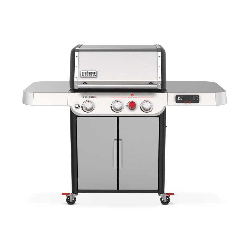 Genesis Weber 3 - Burner Free Standing 39000 BTU Gas Grill with Cabinet 3 Piece Set, Black, Liquid Propane