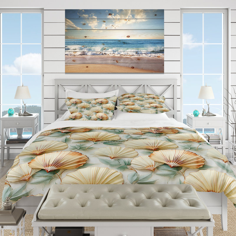 Ensemble de housse de couette Vintage Seashells, Housse de couette pour très grand lit et 2 très