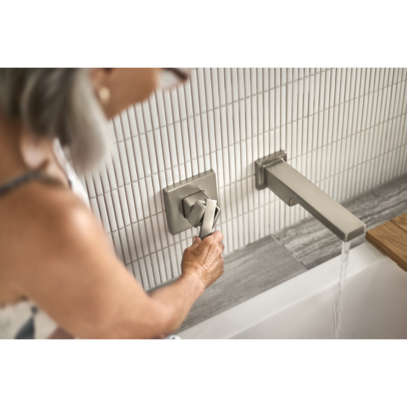 90 Degree Single Handle Wall Mount Tub Filler High Flow Tub Faucet With 10" Spout Reach, Chrome