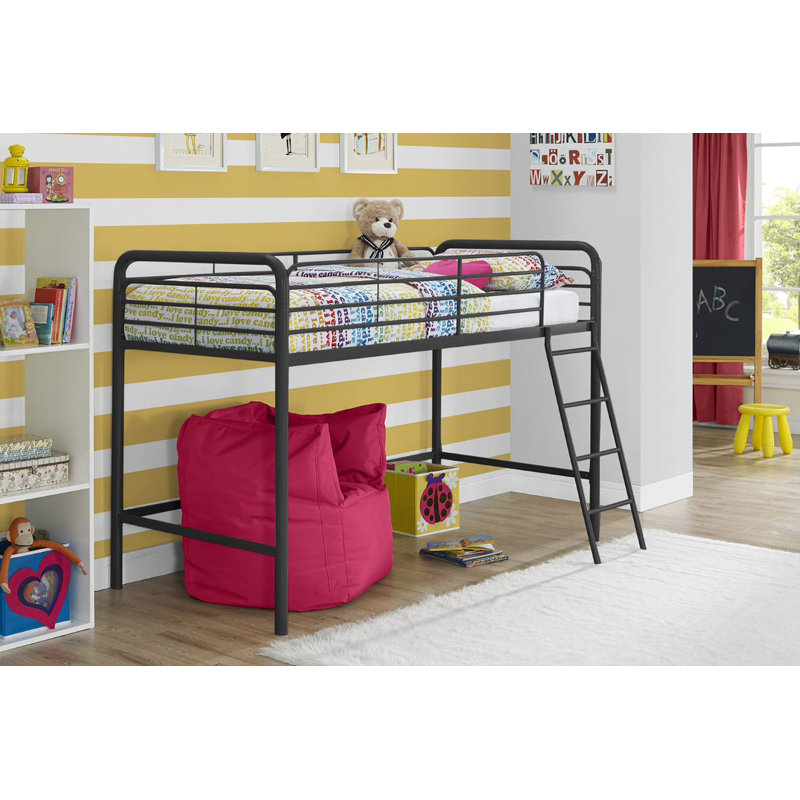 Mcadory Single Metal Mid Sleeper Loft Bed Bed, Black
