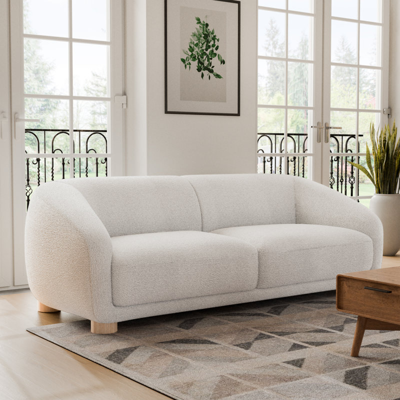 Celal Modern Loveseat, White, 29" H x 87.5" W x 38" D