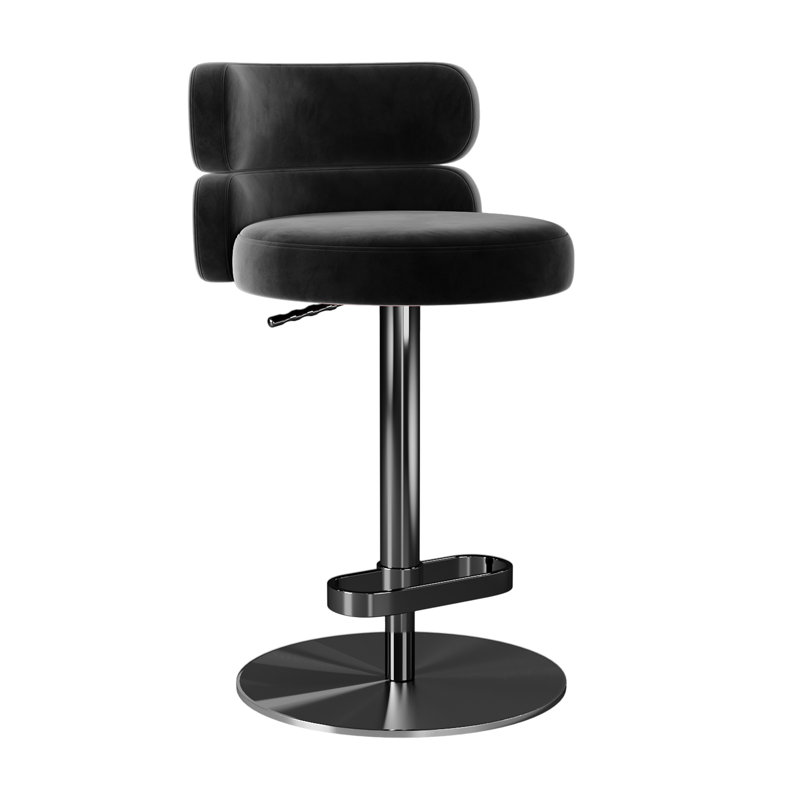 LUXMOD Italian-Inspired Modern Luxury Adjustable Height Swivel Velvet Counter & Bar Stool with Stainless Steel Pedestal Base (Set of 1)