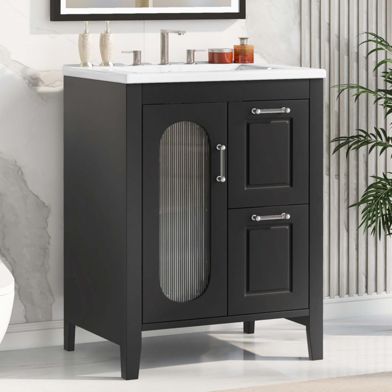 Meuble-lavabo 24 po avec lavabo, Noir