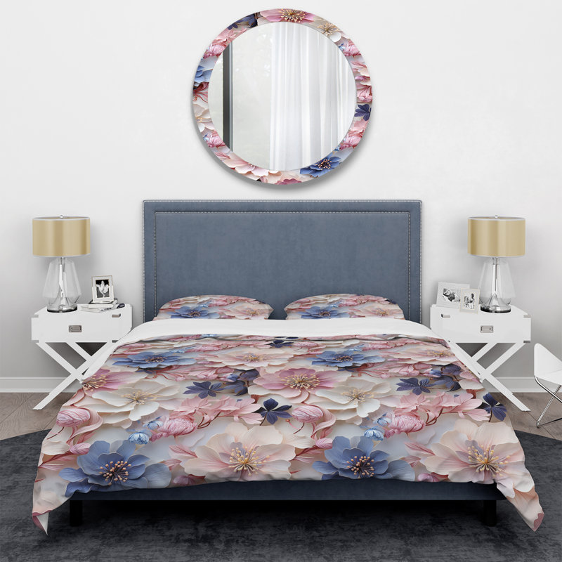 Literie à motif floral romantique, Housse de couette pour très grand lit et 2 très