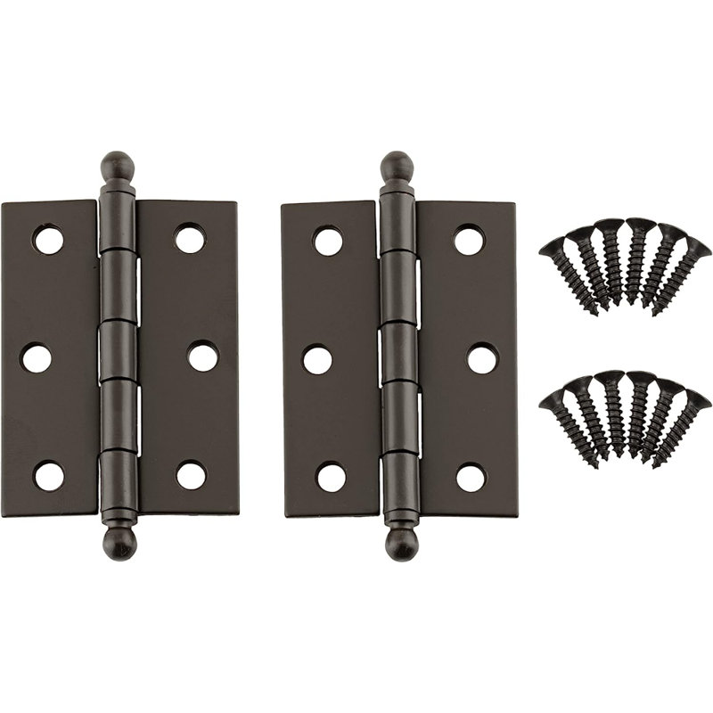 Grandes charnières à bout avec embouts sphériques (2 7/16 po de haut x 1 3/4 po de large), Acier, Bronze huilé