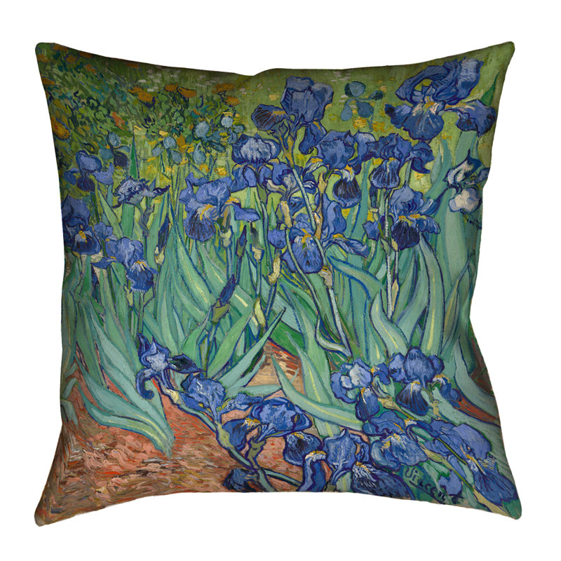 Coussin Vincent Van Gogh, 26 po x 26 po, Bleu / Jaune, Pas de remplissage