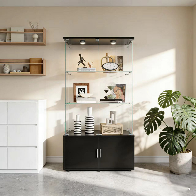 Armoire de rangement à quatre portes à double porte de style armoire, Noir