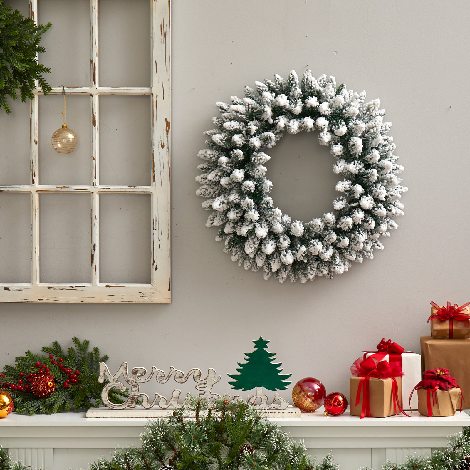 Faux Lighted 24'' Wreath