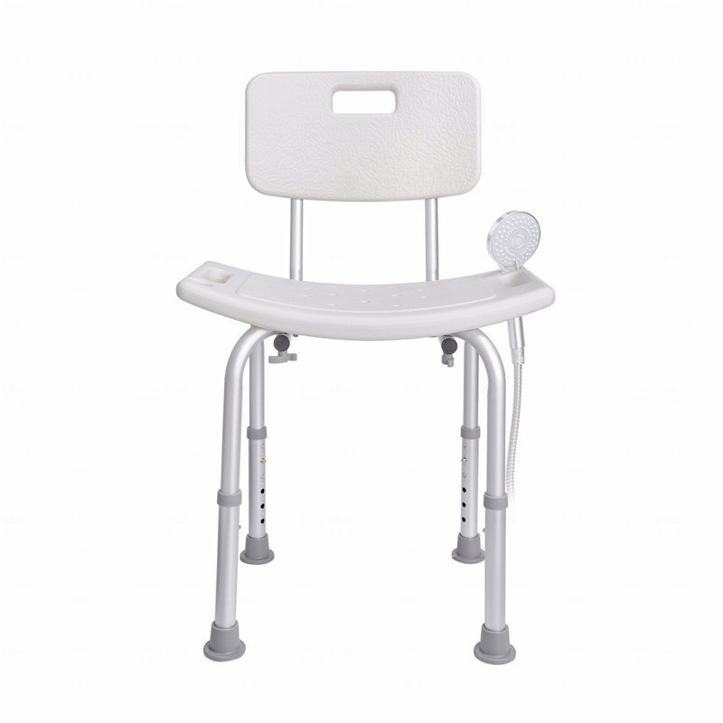 Adjustable Height Shower Chair with Back (350 lbs Capacity)