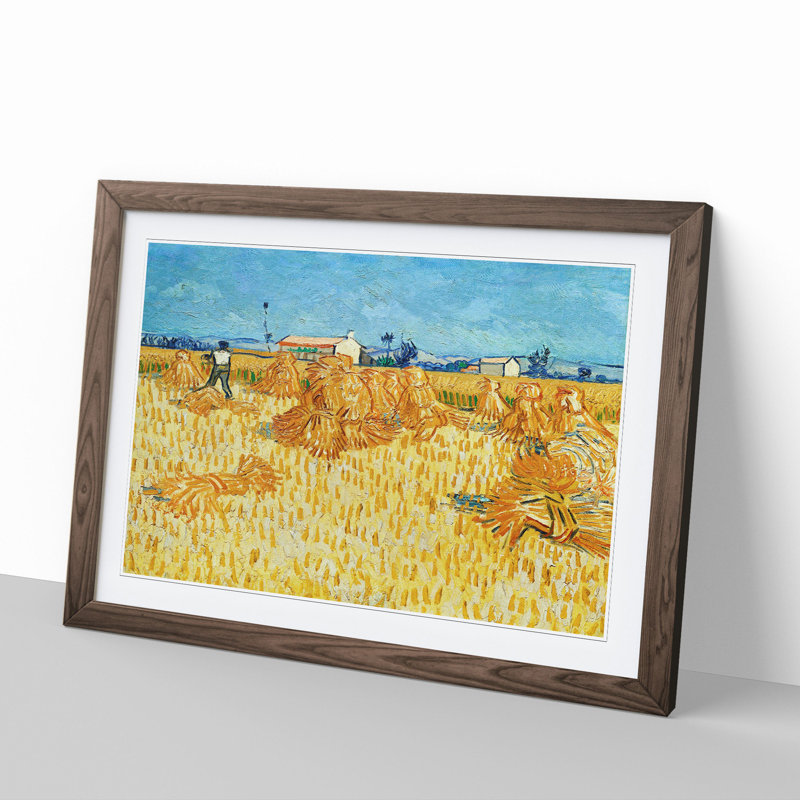 Harvest in Provence by Vincent Van Gogh - Framed Print, 36cm H x 48cm W x 2cm D, Walnut Framed