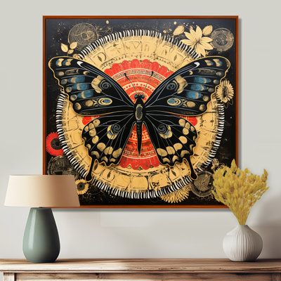 Monarch Collage On Glam Gold Seal - Butterfly Animal Wall Art Living Room