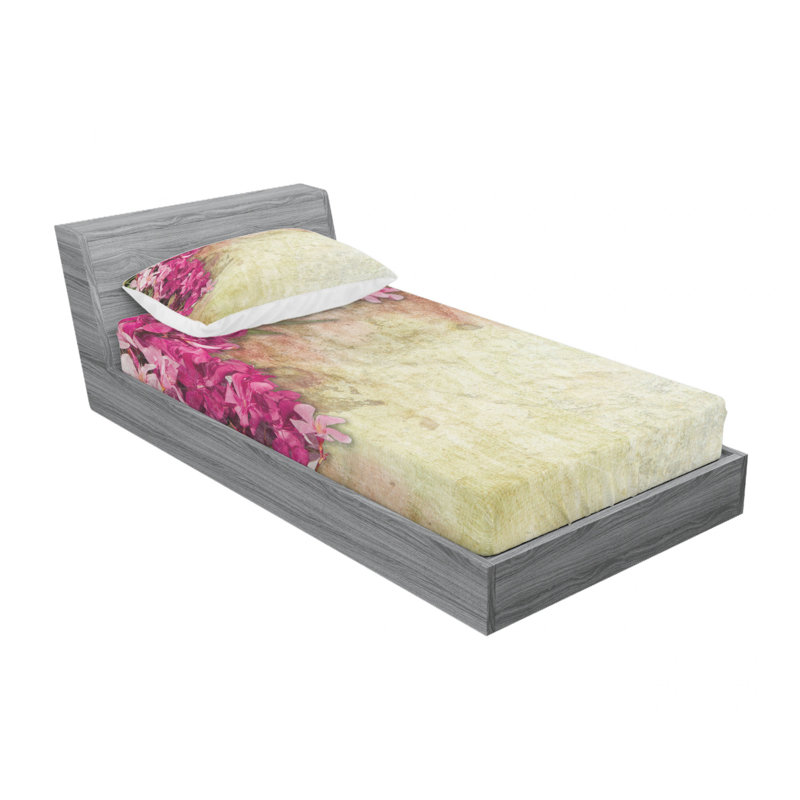 Ensemble de draps floral à motif vieilli, Ensemble de draps pour lit simple TG avec drap-hou