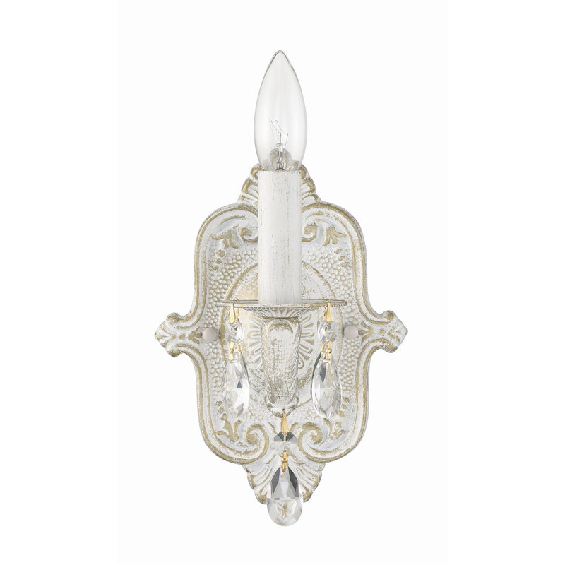 Applique murale à 1 lumière Abagail, Swarovski Spectra, Blanc antique