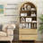  71" Arched Bookcase with Pantry Storage with Glass Door, Bookshelf with 2 Drawers-358774175