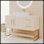 Meuble-lavabo moderne de 47,2 pouces avec lavabo vasque en céramique et accents dorés, armoire autoportante pour un rangement élégant