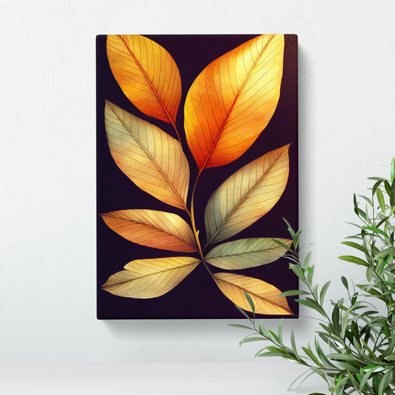Pretty Leaves Art - Wrapped Canvas Print, 50cm H x 35cm W
