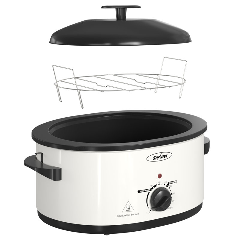 Sunvivi Electric Roaster Oven with Removable Pan, White, 8 quarts