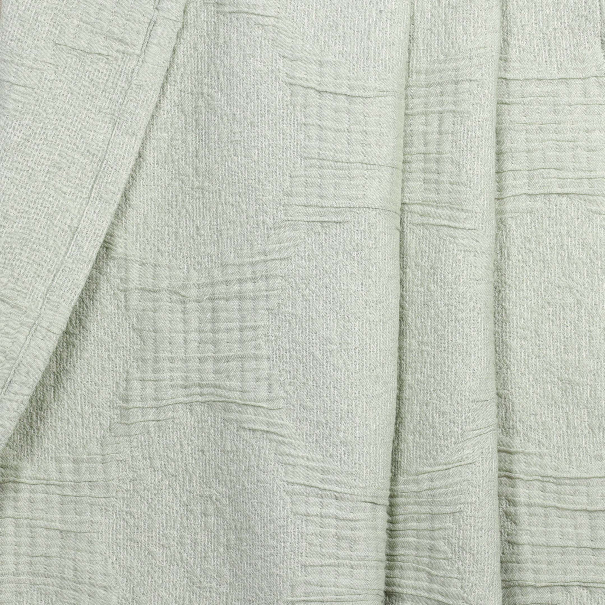 Tanta Cotton Medium Weight Textured Modern Circles Woven Coverlet, Sage, Throw Coverlet