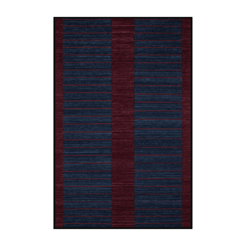 Tapis gris à rayures horizontales lavable à la machine, Rectangle 5 pi x 7 pi