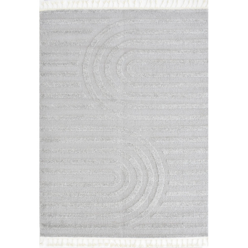 Machine Woven Polypropylene/Polyester Area Rug in Gray, Rectangle 8'3" x 10'