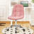 Modern Pink Armless Upholstered Office Chair with Wheels – Adjustable Height Mid-Back Swivel Desk Chair for Home Office, Makeup Vanity, Study, and Small Space – Padded Computer Chair with Casters, Metal Base, 250 lbs Capacity-1495150236